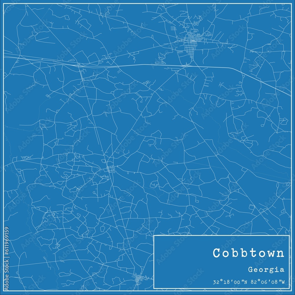 Blueprint US city map of Cobbtown, Georgia.