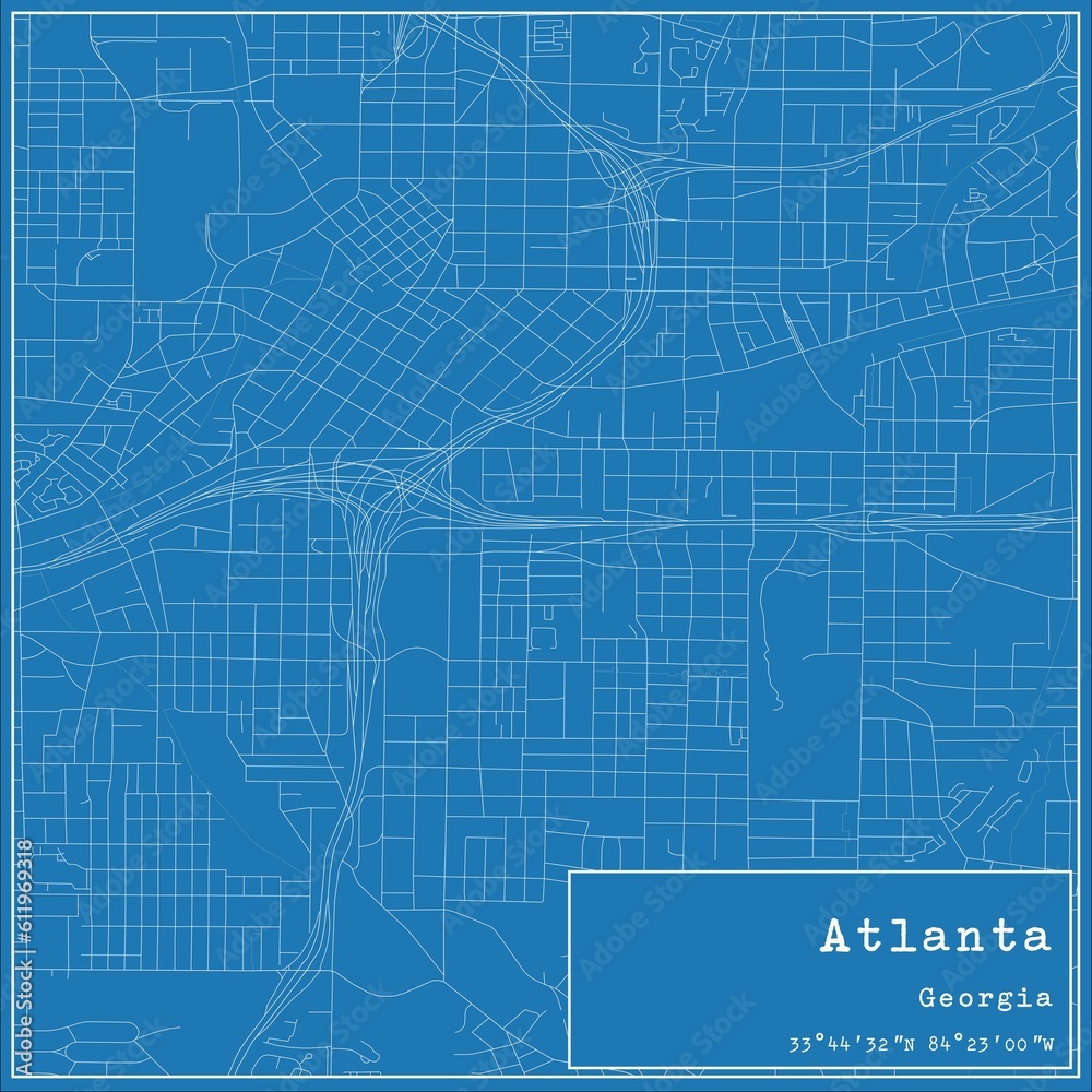 Fototapeta Blueprint US city map of Atlanta, Georgia.