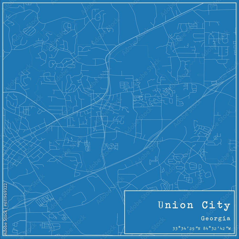 Blueprint US city map of Union City, Georgia. Blueprint US city map of Union City, Georgia.