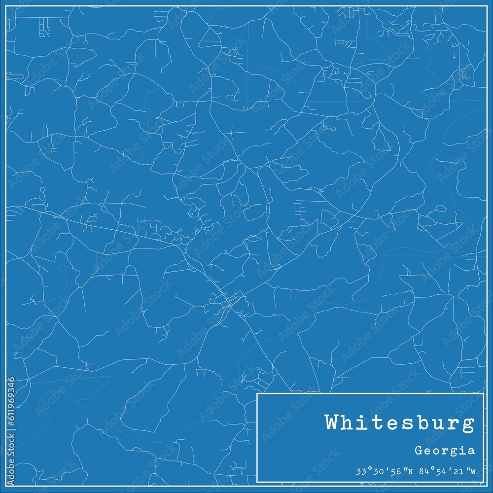 Blueprint US city map of Whitesburg, Georgia.