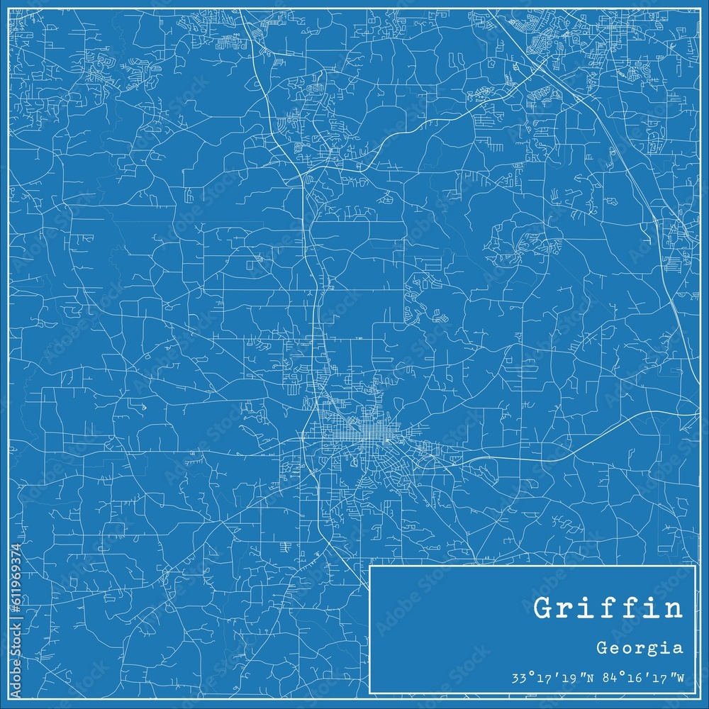 Blueprint US city map of Griffin, Georgia. Blueprint US city map of Griffin, Georgia.