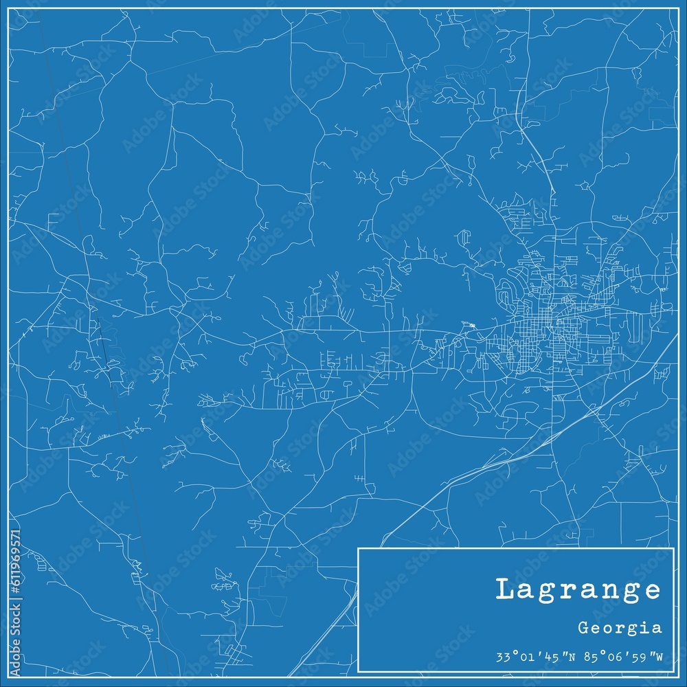 Fototapeta premium Blueprint US city map of Lagrange, Georgia.