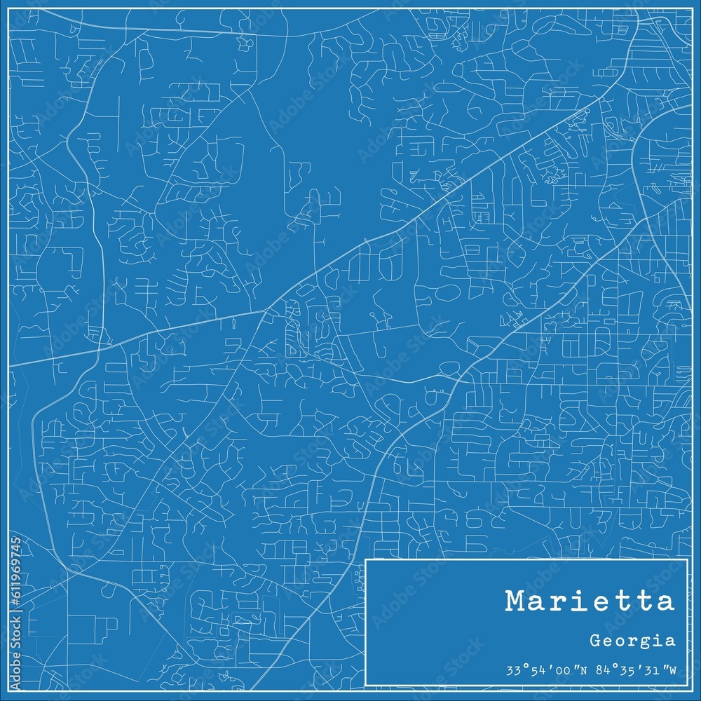 Blueprint US city map of Marietta, Georgia. Blueprint US city map of Marietta, Georgia.