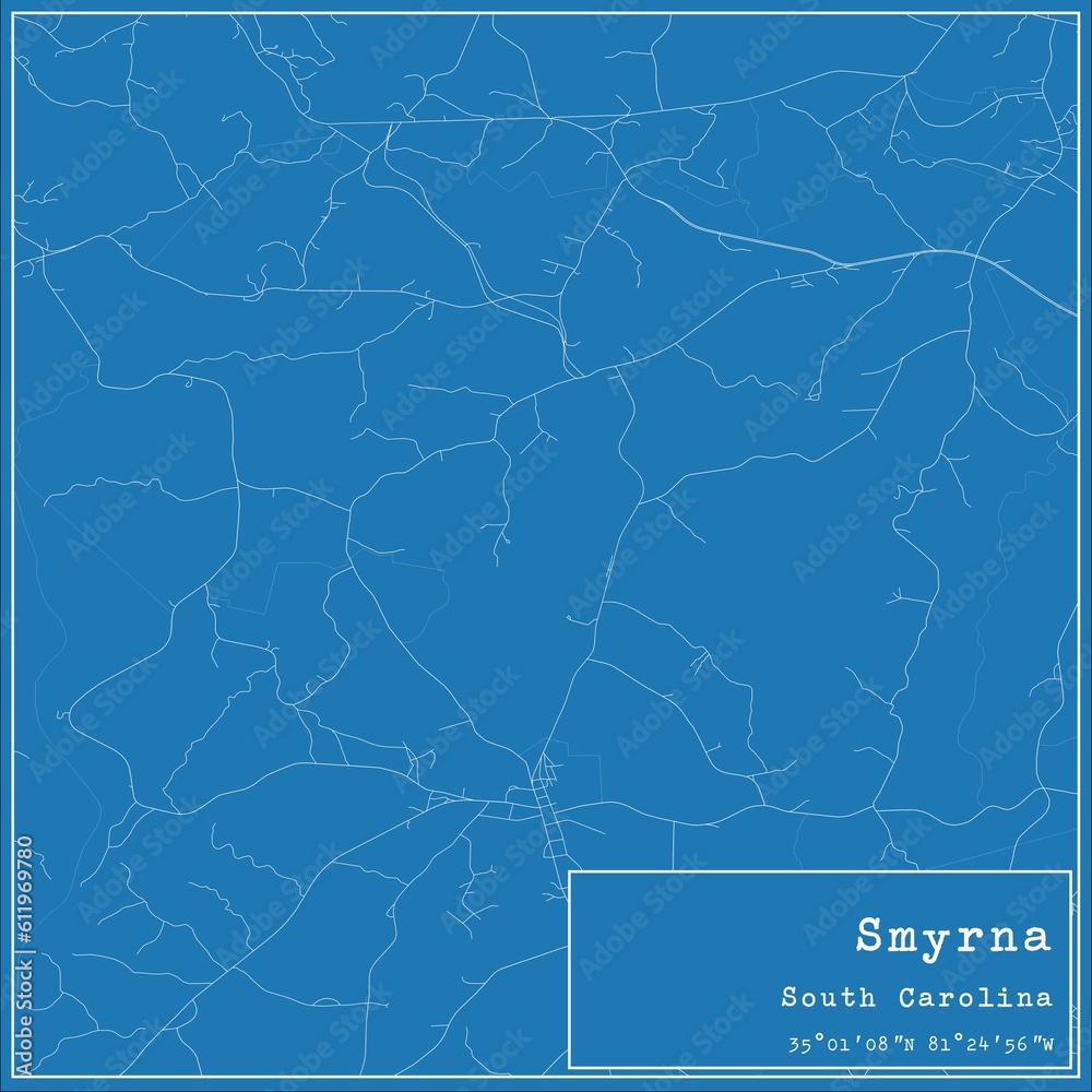 Blueprint US city map of Smyrna, South Carolina. Blueprint US city map of Smyrna, South Carolina.