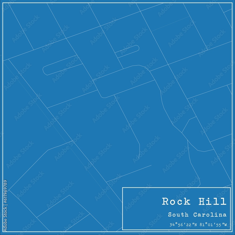 Blueprint US city map of Rock Hill, South Carolina. Blueprint US city map of Rock Hill, South Carolina.