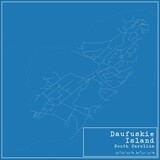 Blueprint US city map of Daufuskie Island, South Carolina.