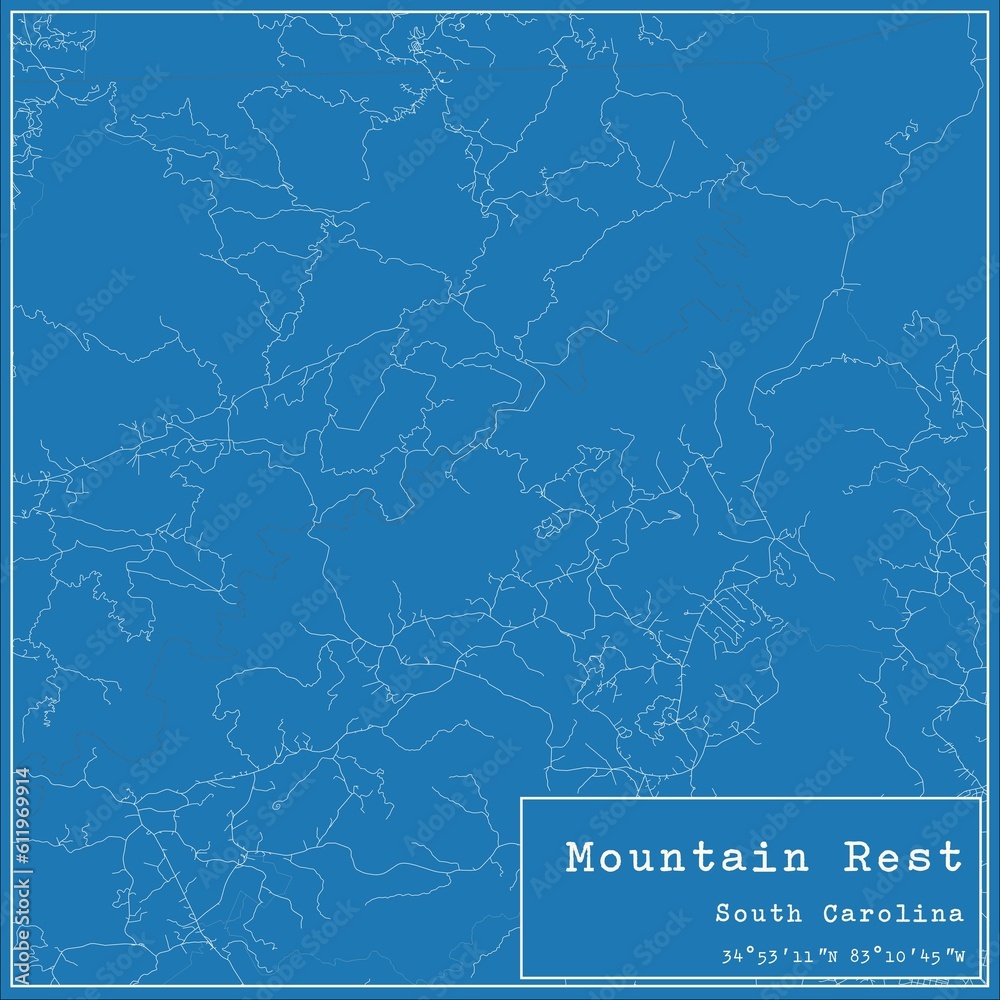 Blueprint US city map of Mountain Rest, South Carolina. Blueprint US city map of Mountain Rest, South Carolina.