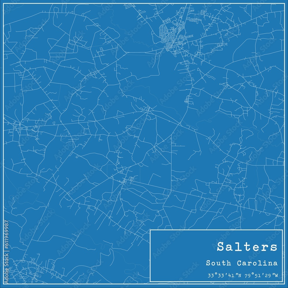 Blueprint US city map of Salters, South Carolina. Blueprint US city map of Salters, South Carolina.