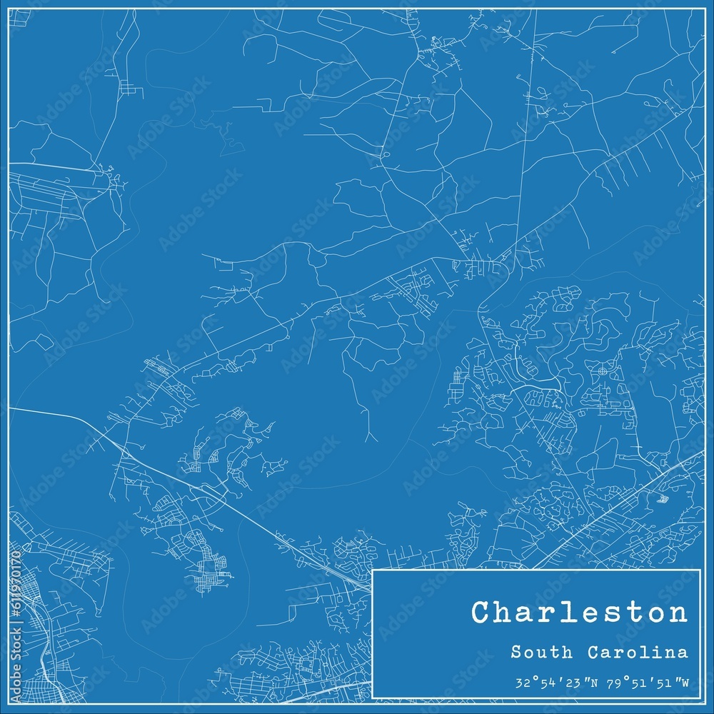 Fototapeta premium Blueprint US city map of Charleston, South Carolina.
