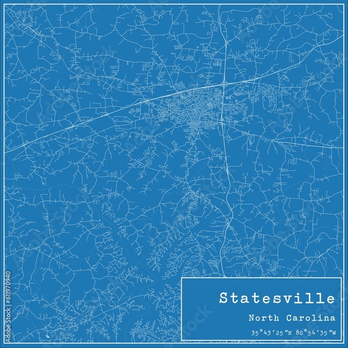 Blueprint US city map of Statesville, North Carolina. photo
