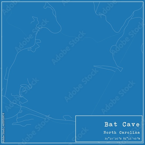 Blueprint US city map of Bat Cave, North Carolina.