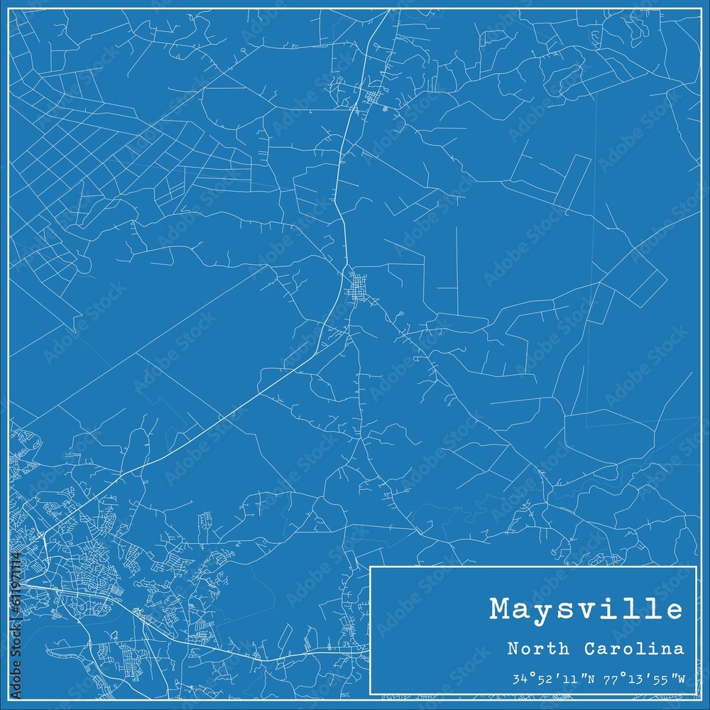 Blueprint US city map of Maysville, North Carolina.