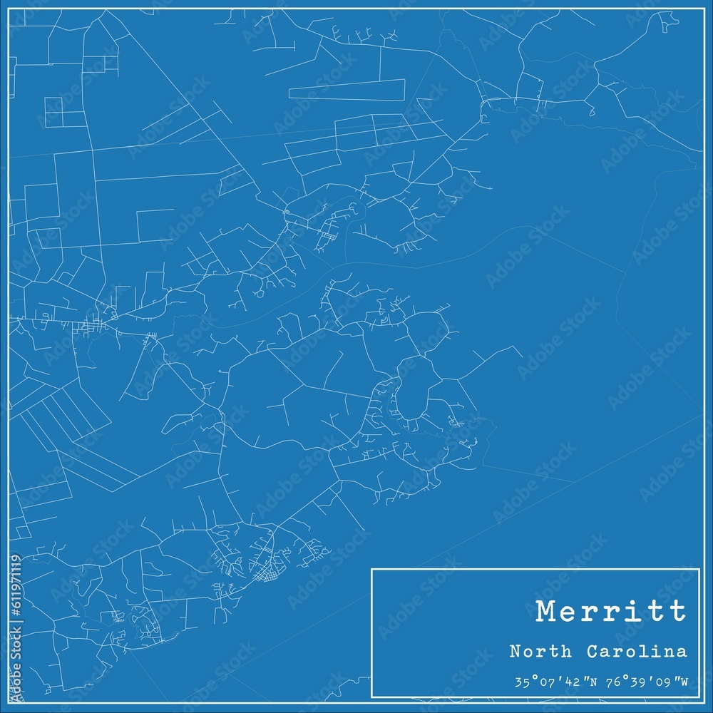 Fototapeta premium Blueprint US city map of Merritt, North Carolina.