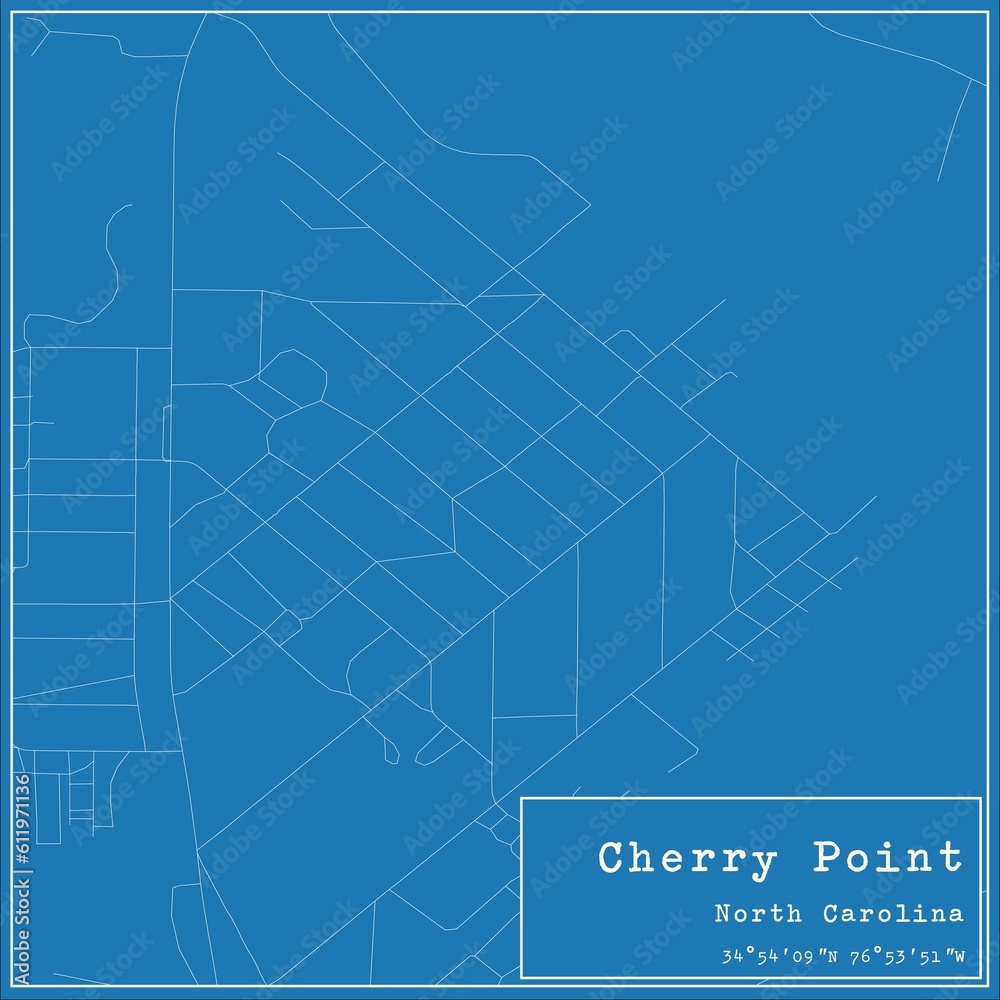 Blueprint US city map of Cherry Point, North Carolina.