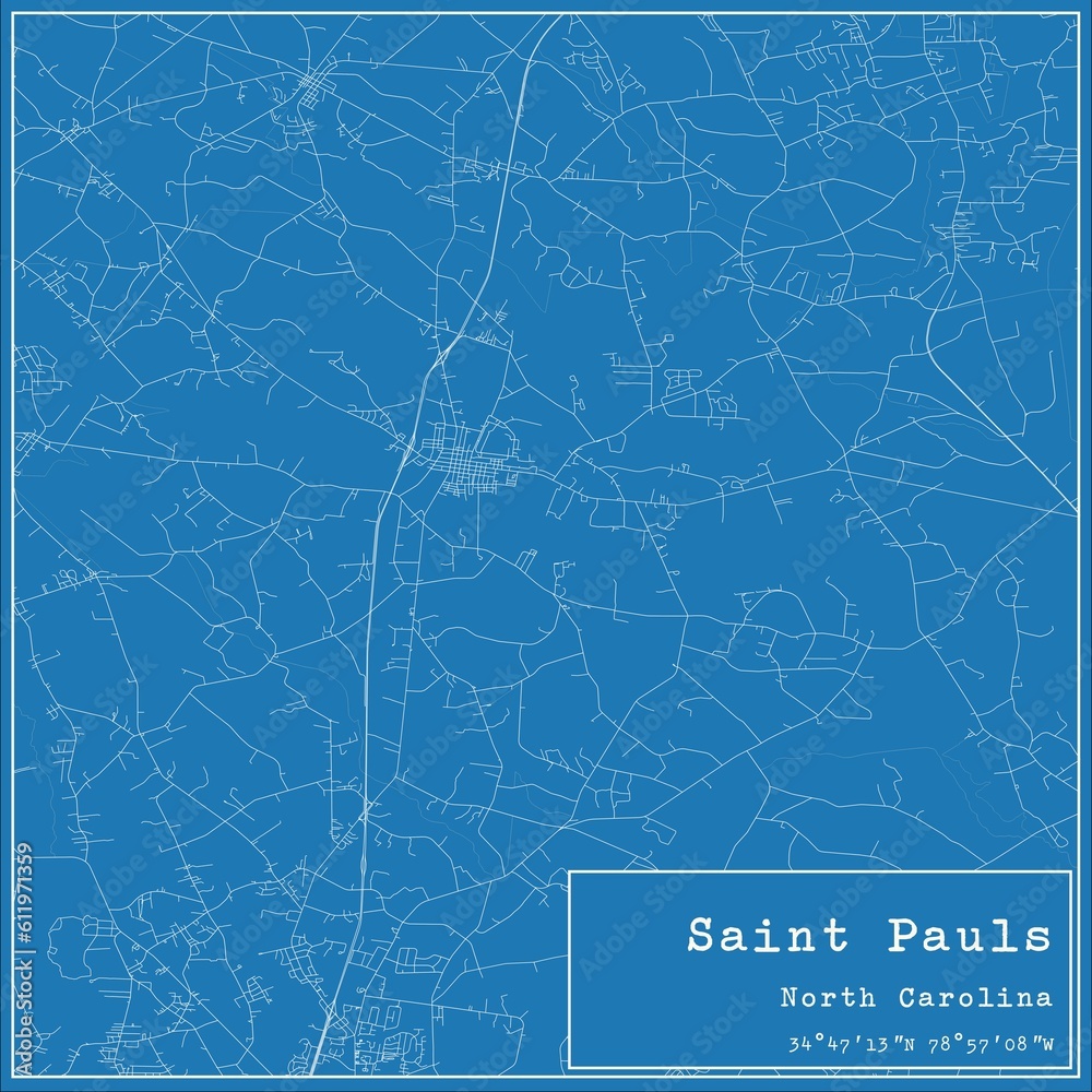 Blueprint US city map of Saint Pauls, North Carolina.