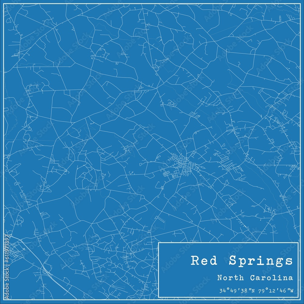 Blueprint US city map of Red Springs, North Carolina. Blueprint US city map of Red Springs, North Carolina.