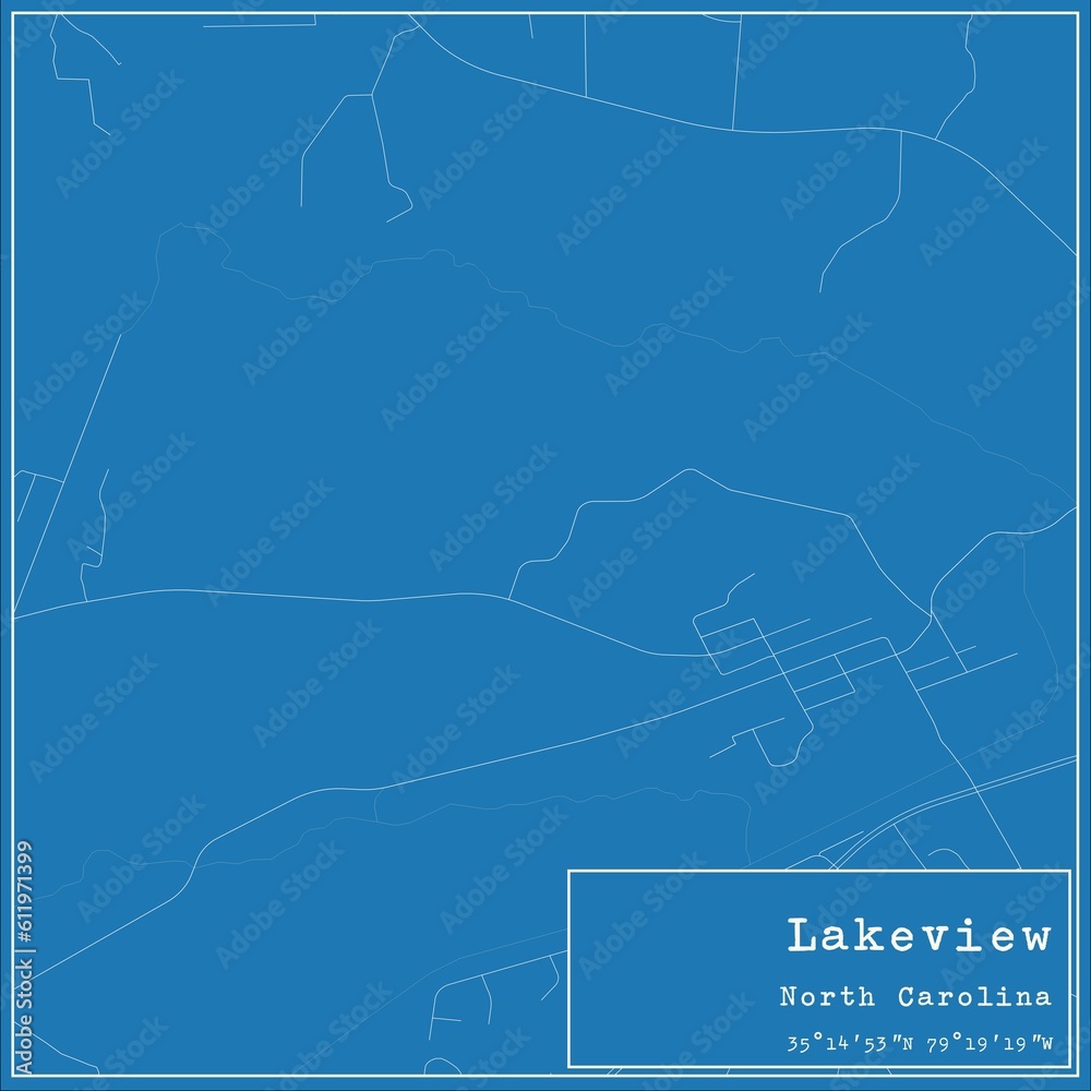 Blueprint US city map of Lakeview, North Carolina.