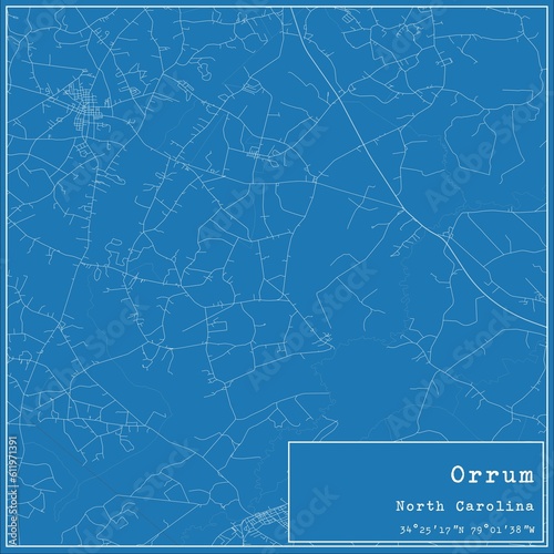 Blueprint US city map of Orrum, North Carolina.