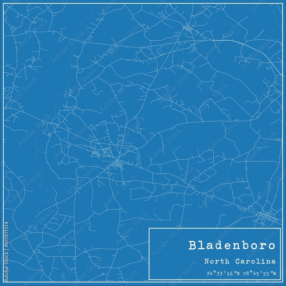Blueprint US city map of Bladenboro, North Carolina. Blueprint US city map of Bladenboro, North Carolina.