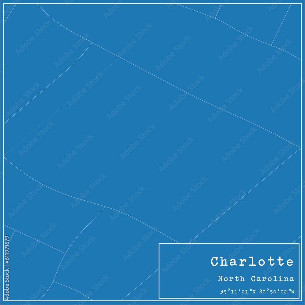 Blueprint US city map of Charlotte, North Carolina. Blueprint US city map of Charlotte, North Carolina.