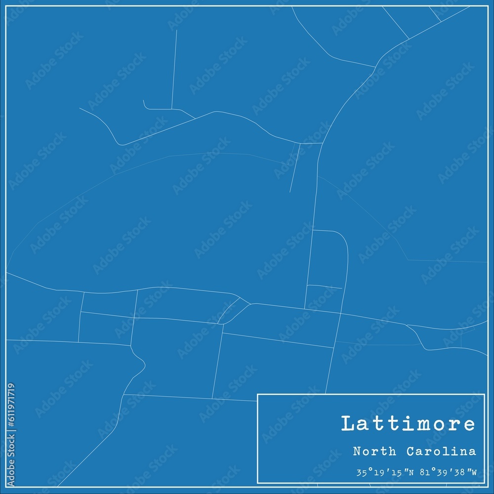 Blueprint US city map of Lattimore, North Carolina.