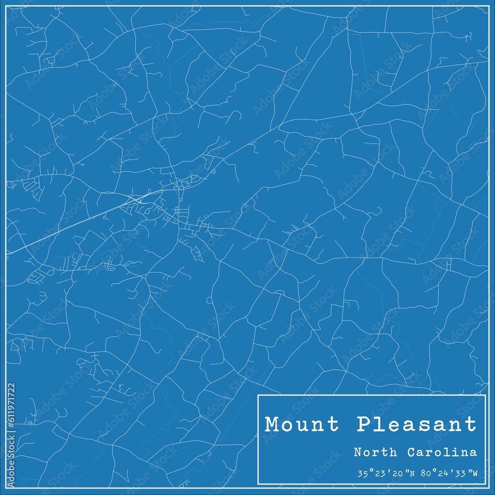 Blueprint US city map of Mount Pleasant, North Carolina.