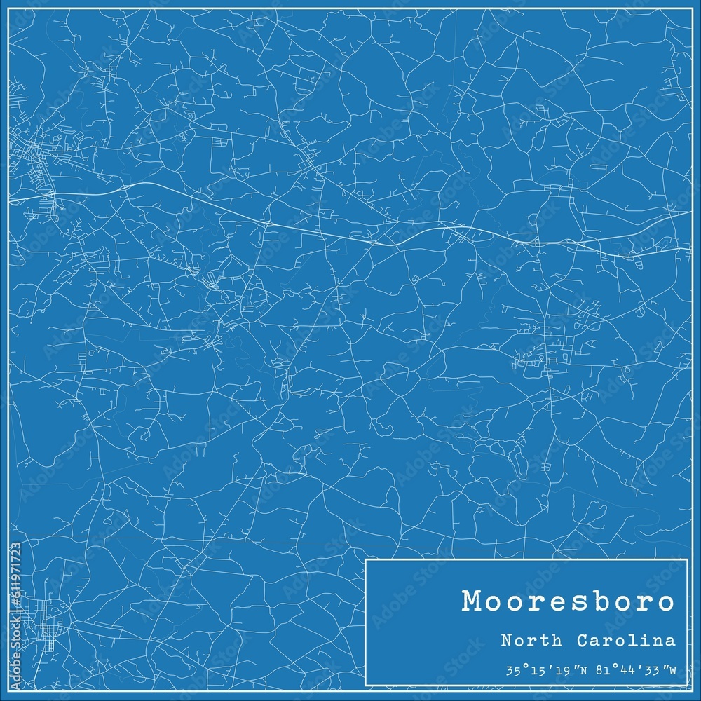 Blueprint US city map of Mooresboro, North Carolina.