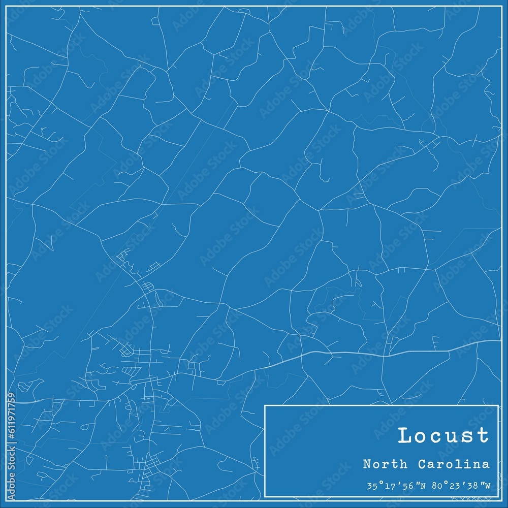 Blueprint US city map of Locust, North Carolina. Blueprint US city map of Locust, North Carolina.