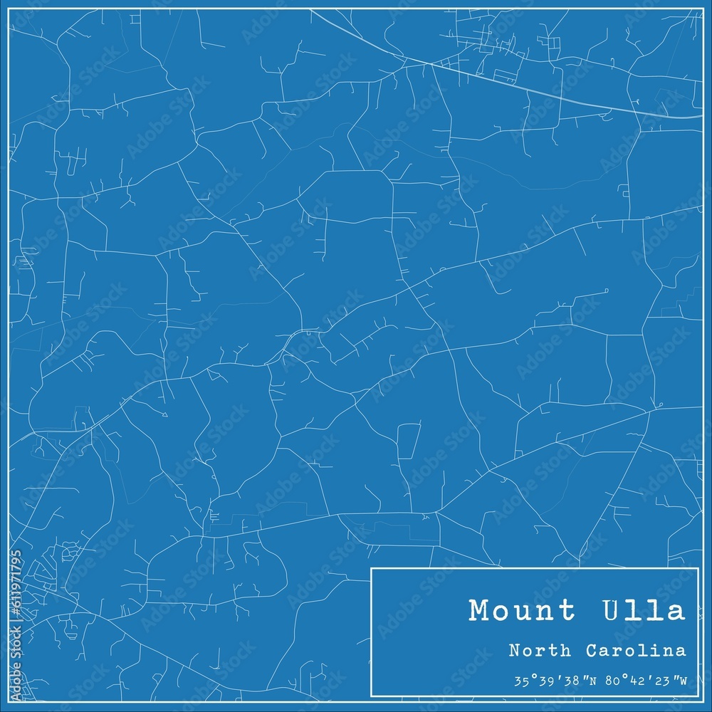 Blueprint US city map of Mount Ulla, North Carolina.