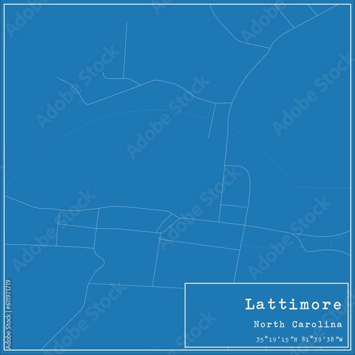 Blueprint US city map of Lattimore, North Carolina.