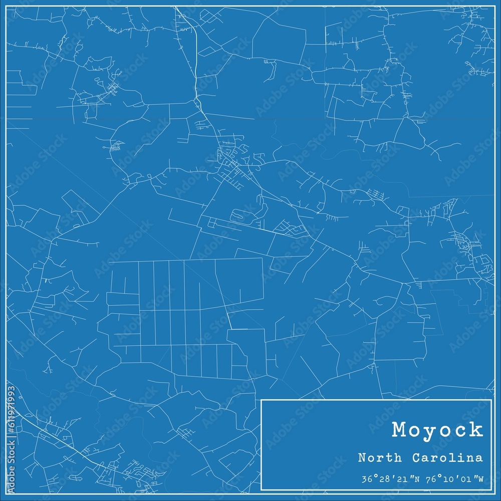 Blueprint US city map of Moyock, North Carolina.