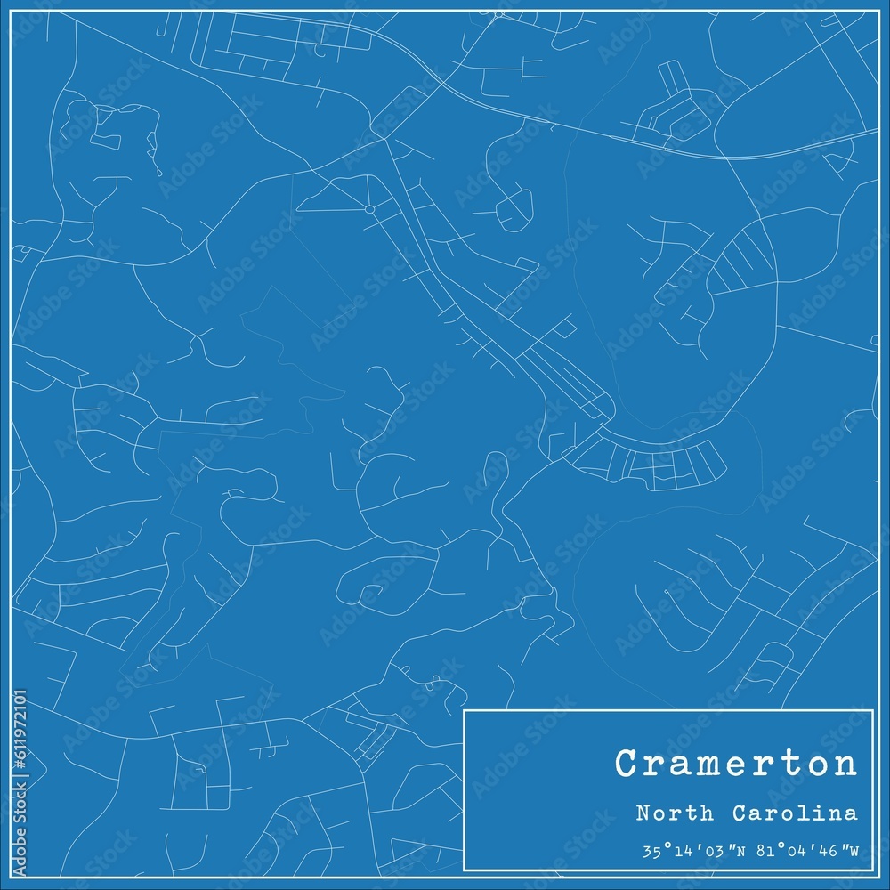 Obraz premium Blueprint US city map of Cramerton, North Carolina.