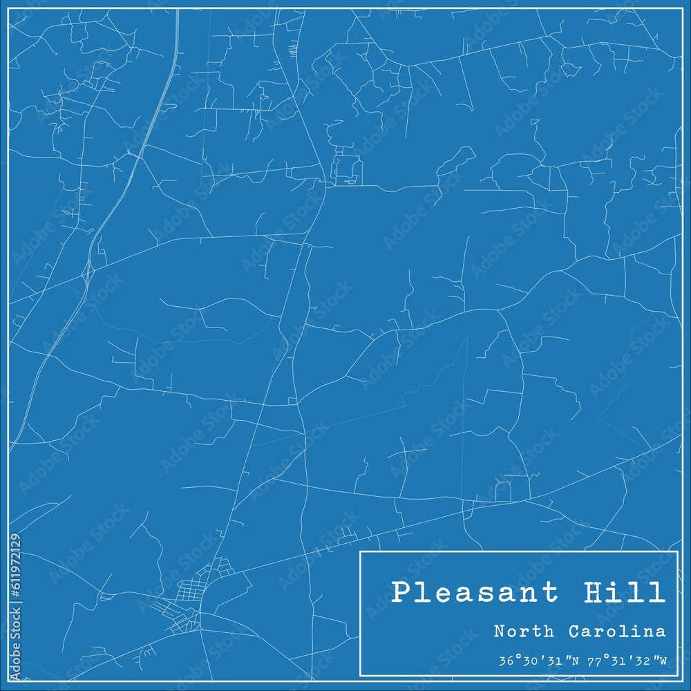 Blueprint US city map of Pleasant Hill, North Carolina.