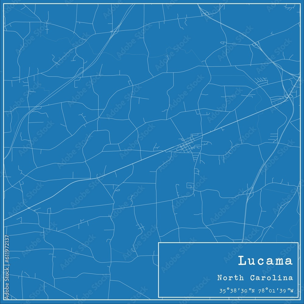 Blueprint US city map of Lucama, North Carolina.