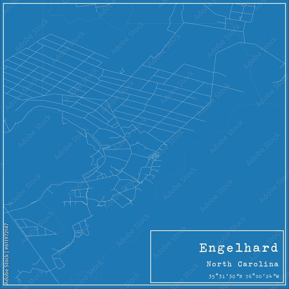 Blueprint US city map of Engelhard, North Carolina.