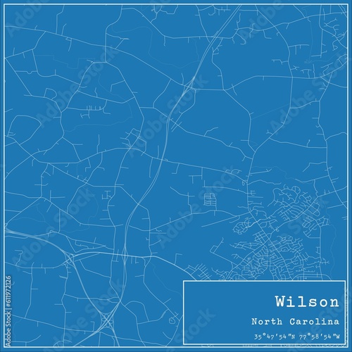 Blueprint US city map of Wilson, North Carolina.