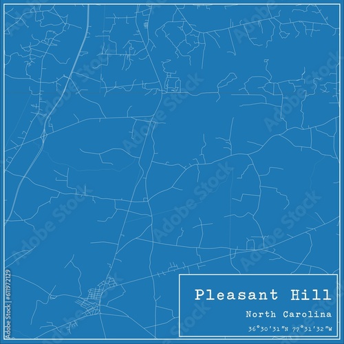 Blueprint US city map of Pleasant Hill, North Carolina. photo