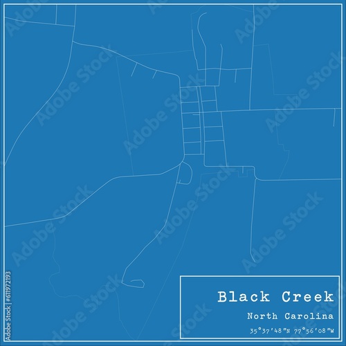Blueprint US city map of Black Creek, North Carolina.