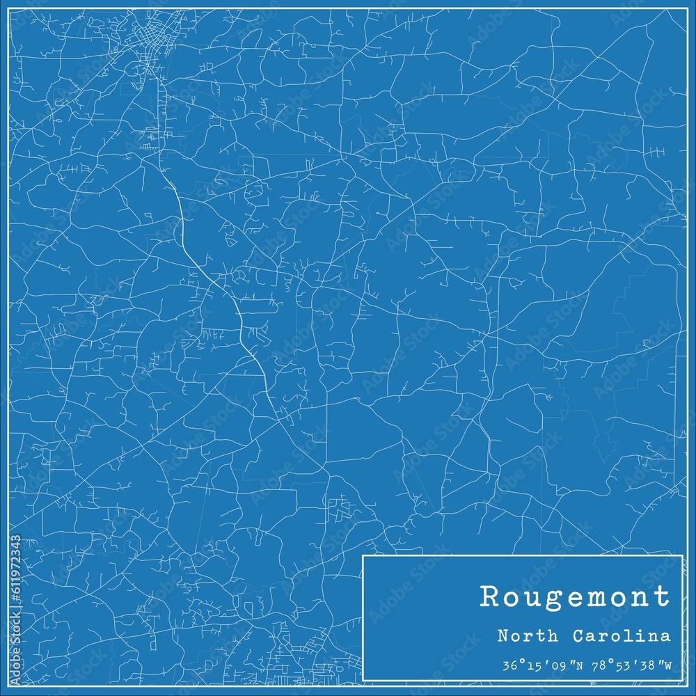Blueprint US city map of Rougemont, North Carolina.
