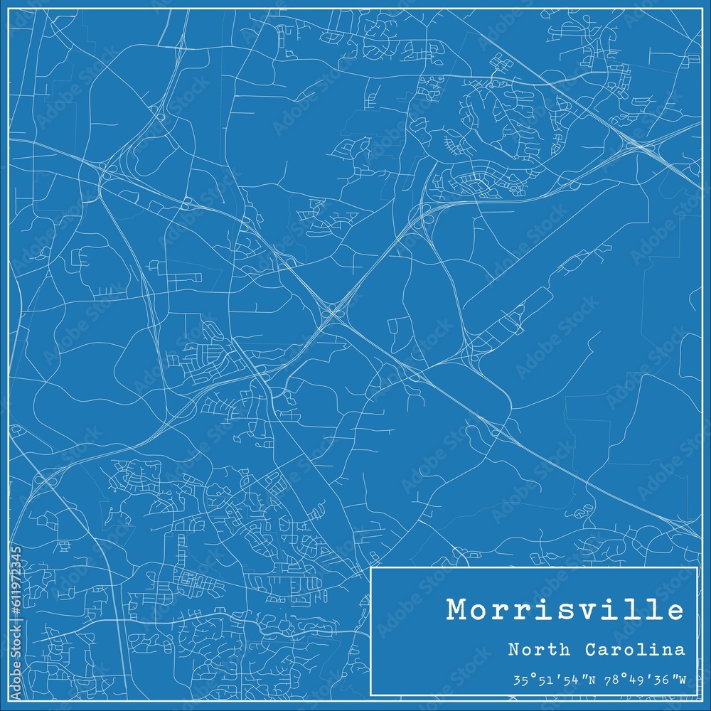 Blueprint US city map of Morrisville, North Carolina.