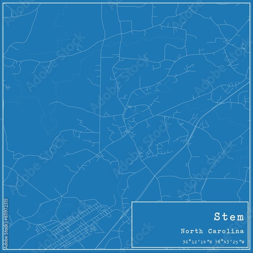 Blueprint US city map of Stem, North Carolina.