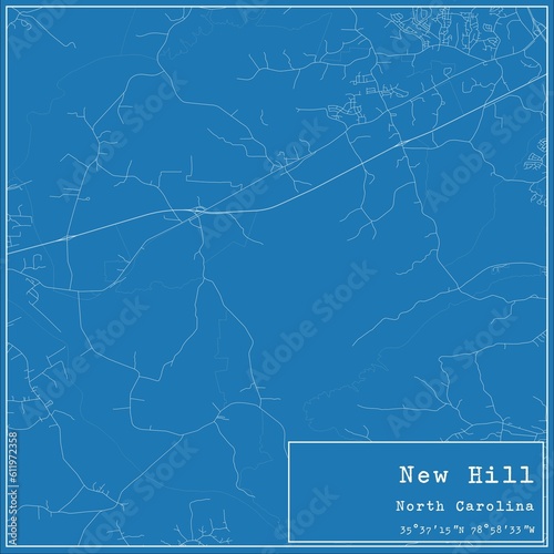 Blueprint US city map of New Hill, North Carolina.