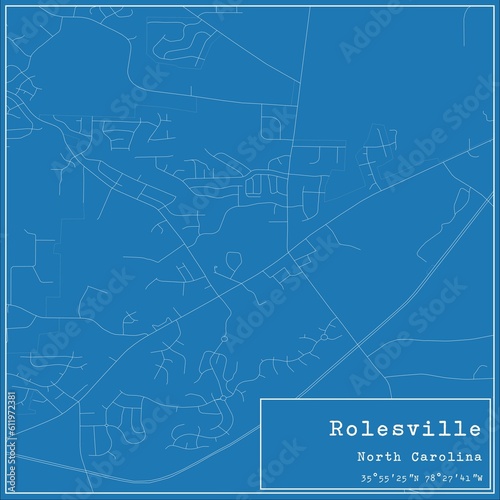 Blueprint US city map of Rolesville, North Carolina.