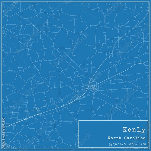 Blueprint US city map of Kenly, North Carolina.