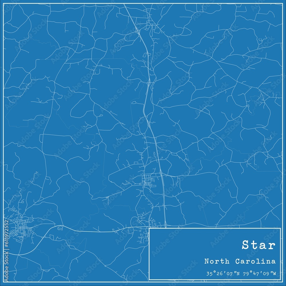 Blueprint US city map of Star, North Carolina.