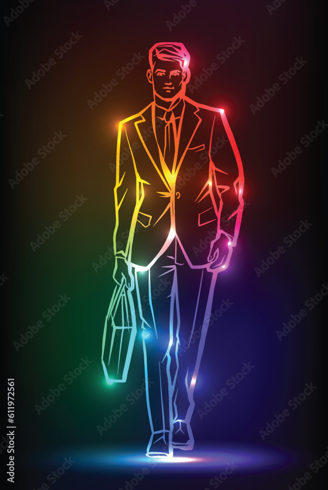 Fashion model. Line Drawing Illustration of Young Man Fashion model. Line Drawing Illustration of Young Man