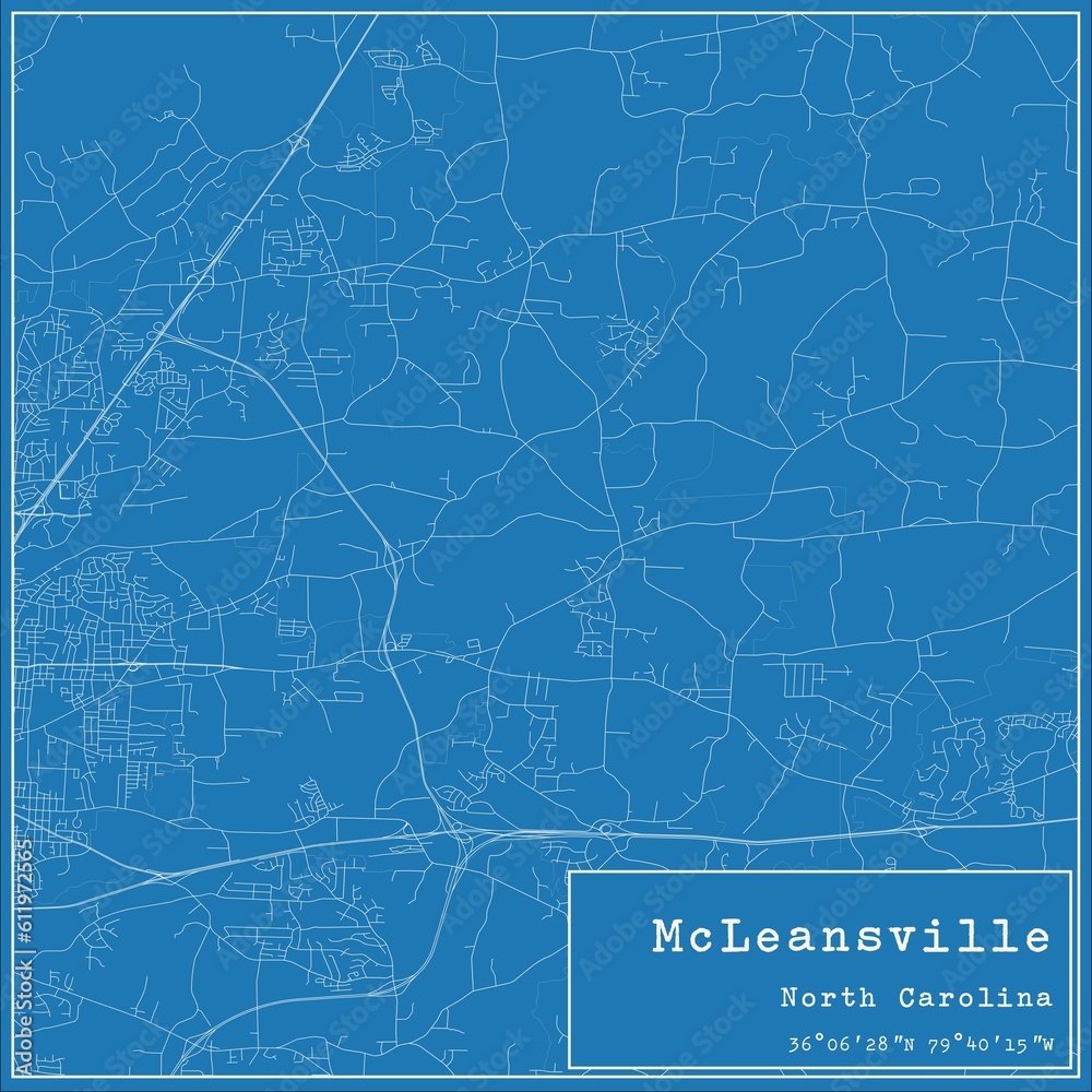 Blueprint US city map of McLeansville, North Carolina.