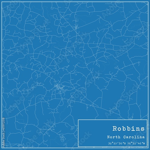 Blueprint US city map of Robbins, North Carolina. photo