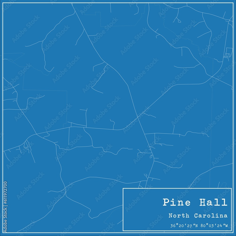 Blueprint US city map of Pine Hall, North Carolina.