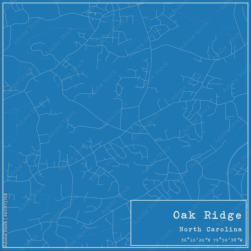 Blueprint US city map of Oak Ridge, North Carolina. Blueprint US city map of Oak Ridge, North Carolina.